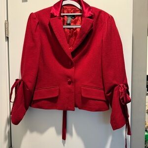 BCBGMaxAzria Red Blazer with Tie Sleeve Details